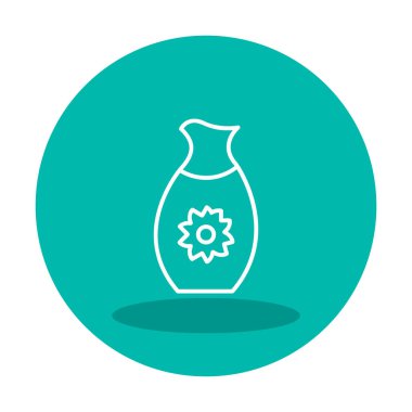 Vektör illüstrasyonu, sakeli kavanoz ikonu, Japon geleneksel alkol içeceği. 