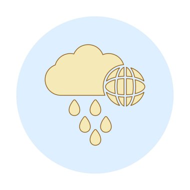 Dünya yağmurlu bir gün. Web simgesi basit tasarım