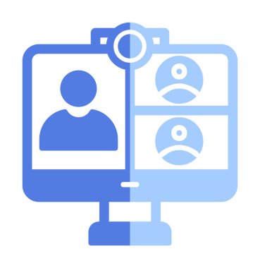 Basit çevrimiçi toplantı simgesi, vektör illüstrasyonu