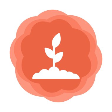 Yer simgesinde büyüyen bitki, vektör illüstrasyonu 