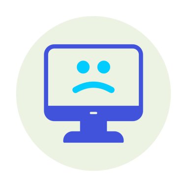 Bilgisayar simgesi üzerindeki mavi ekran, hata sembolü, illüstrasyon tasarımı, vektör grafiği 