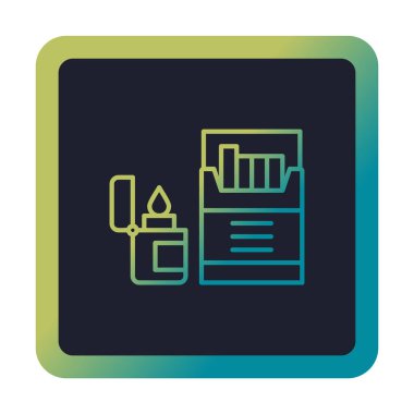 Sigara ve daha hafif ikonlu tütün sembolü, vektör illüstrasyonu 