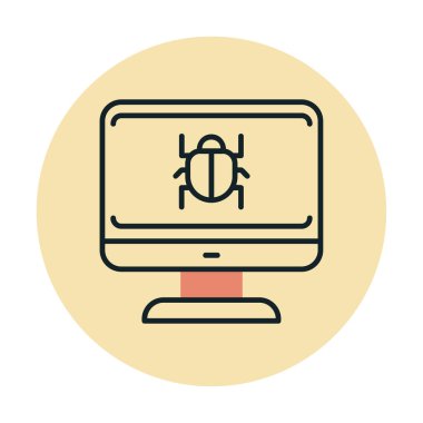 yazılım hatası düz simgesi, vektör illüstrasyonu, Sistem Virüsü 