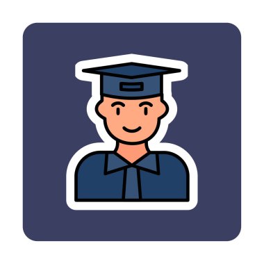 mezun düz ikon. Düz stil tasarımı öğrencisi