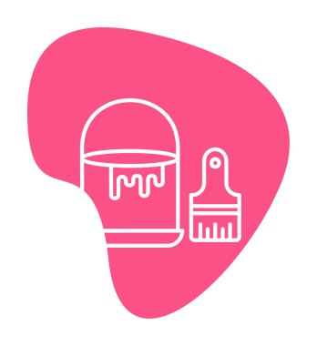 Boya fırçası ve kova vektör çizimi, simge ögesi arkaplanı                    