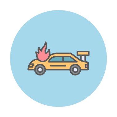 Yanan Araba ikon vektör illüstrasyonuName