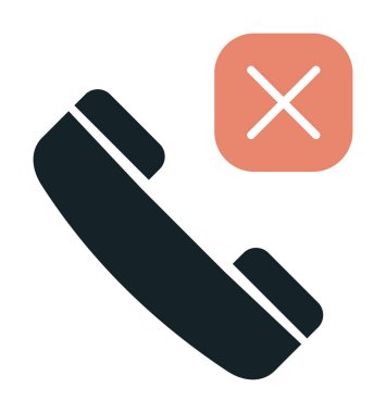 düz arama telefonu reddedilmiş simge vektör illüstrasyonu 