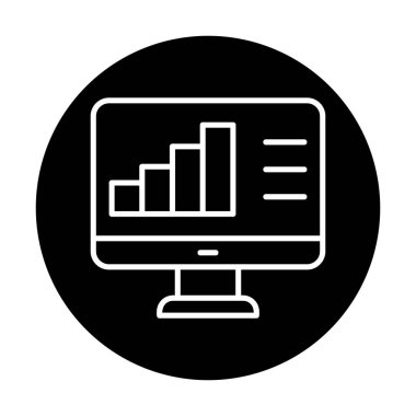 Basit Bilgisayar İzleme Veri Analizi simgesi, vektör illüstrasyonu