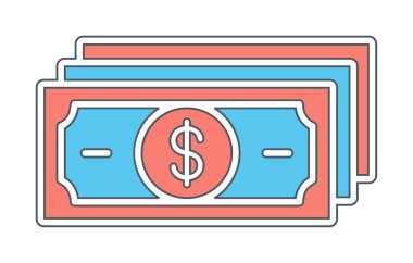 Dolar para çizgisi simgesi, vektör illüstrasyonu