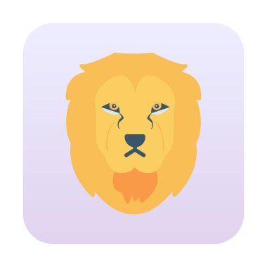 Aslan başı düz simgesi, vektör illüstrasyonu