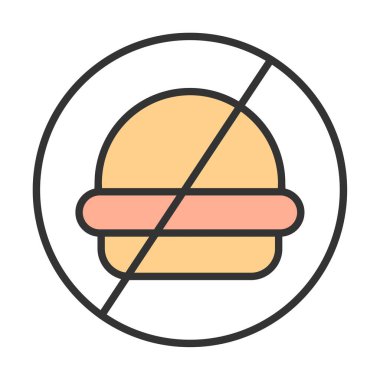 Fast food simgesi yok, vektör illüstrasyonu