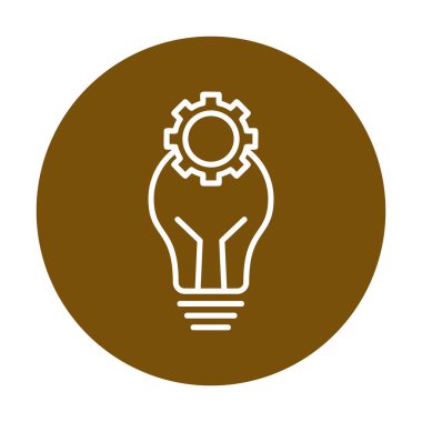 Cogwheel simgesi, vektör illüstrasyonlu ampul 