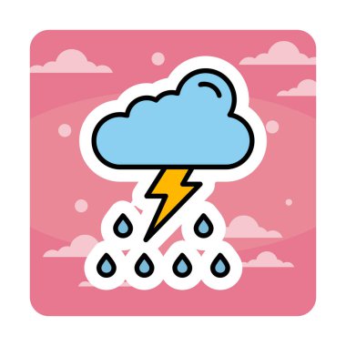 Basit düz Gök Gürültüsü hava ikonu vektör illüstrasyonu 