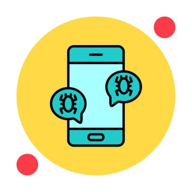 akıllı telefon virüslerle enfekte, vektör illüstrasyonu basit tasarım