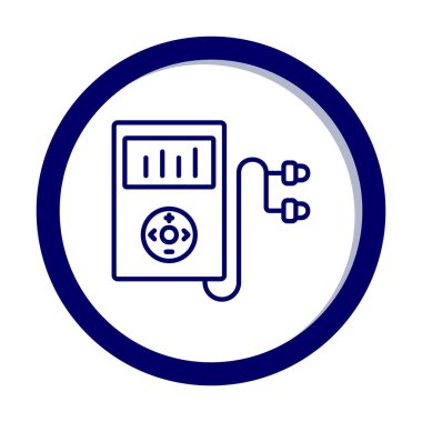 Kulaklık simgesi, vektör illüstrasyonlu Mp3 oynatıcı