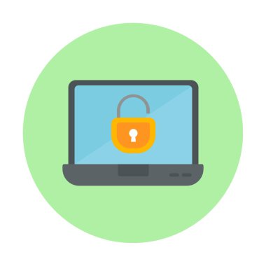 Basit dizüstü bilgisayar Aygıtı Kilitli simge vektör çizimi