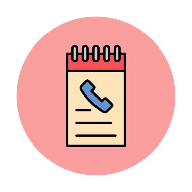 Beyaz arkaplanda telefon rehberi ikonu vektör çizimi