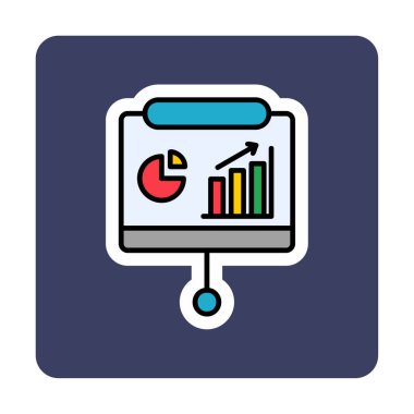 Sunum, iş istatistikleri ve pasta grafik ikonlu veri analizleri. iş analizleri, analizler, istatistikler, pasta grafiği