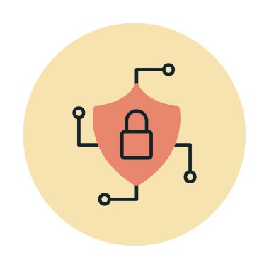 Asma kilit simgesi, vektör illüstrasyonlu güvenli kalkan