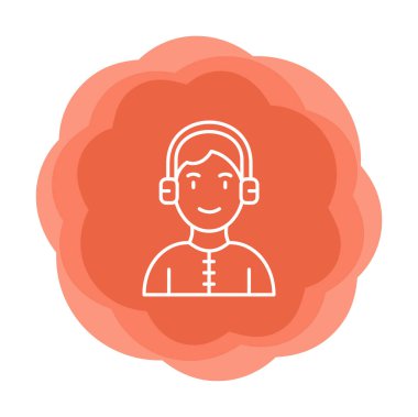 DJ avatar web simgesi, vektör illüstrasyonu 