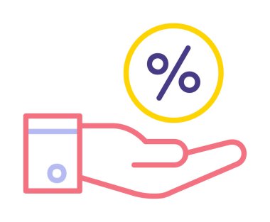 Basit el tutma oranı simgesi, indirim konsepti, vektör illüstrasyonu