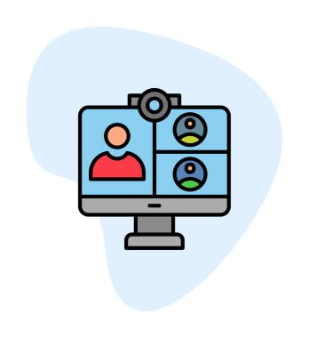 Basit çevrimiçi toplantı simgesi, vektör illüstrasyonu