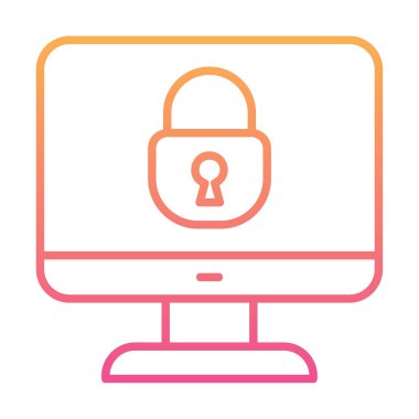 Basit Bilgisayar monitörü Ekran simgesi, vektör illüstrasyonunu kilitle