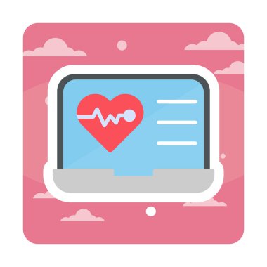 Dizüstü bilgisayarda basit bir kalp atışı simgesi 