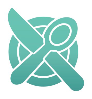 bıçak ve çatal tabakta, yemek ikonu, vektör illüstrasyonu  