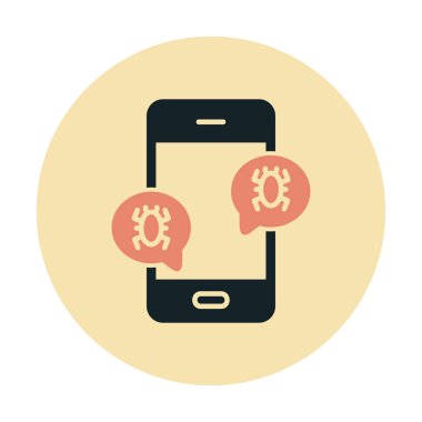 akıllı telefon virüslerle enfekte, vektör illüstrasyonu basit tasarım