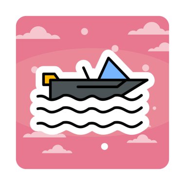 Basit Motorboat simgesi, vektör illüstrasyonu