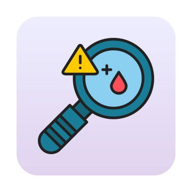 Büyüteç ve Kan testi ikonu vektörü. 