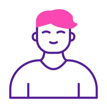 Saç stili vektör çizimi olan genç erkek avatar. 