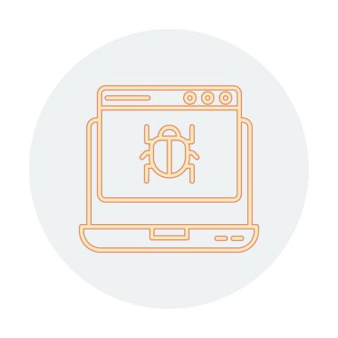 Kötü amaçlı yazılım ikonu tarafından enfekte edilen basit düz dizüstü bilgisayar 