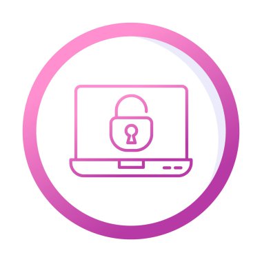 Basit dizüstü bilgisayar Aygıtı Kilitli simge vektör çizimi