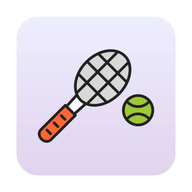 Tenis topu ve raket hattı biçim vektör tasarımı                  