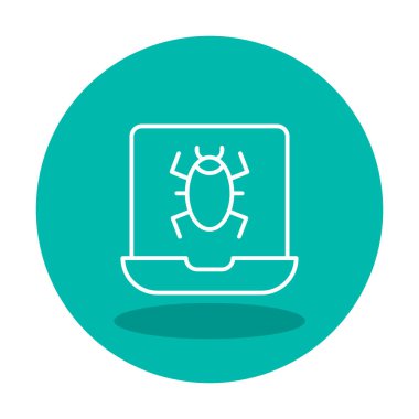 Virüs bulaşmış Laptop Simgesi - Kötü amaçlı yazılım vektörü 