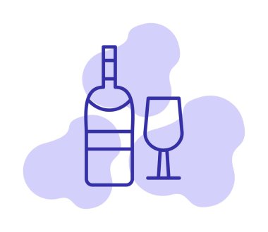 şarap şişe ve cam kutsal kişilerin resmi, vektör çizim  