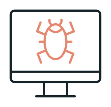 Basit Bilgisayar Virüsü simgesi, vektör illüstrasyonu