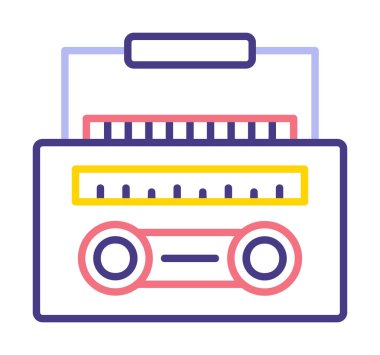 Basit düz Radyo Cassette ikon vektör illüstrasyonu  