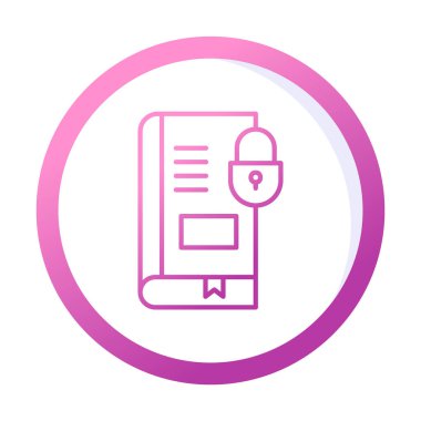 Asma kilit simgesine sahip kitap, vektör illüstrasyon tasarımı, Güvenli Kitap sembolü 