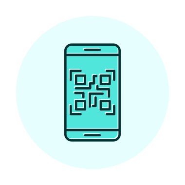 Akıllı Telefon Ekran Web simgesi Qr Kodu, vektör illüstrasyonu 