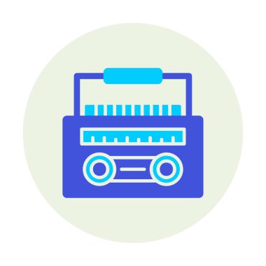 Basit düz Radyo Cassette ikon vektör illüstrasyonu  