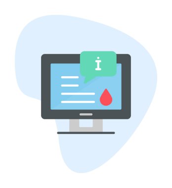 Bilgi simgesi vektör illüstrasyonlu bilgisayar ekranı