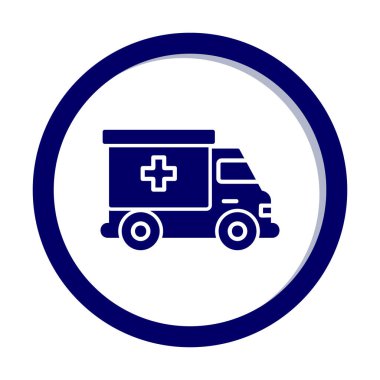 ambulans araba simgesi, renk vektörü çizimi