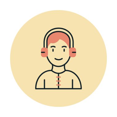 DJ avatar web simgesi, vektör illüstrasyonu 