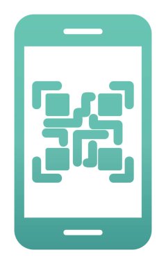 Akıllı Telefon Ekran Web simgesi Qr Kodu, vektör illüstrasyonu 