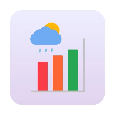 Basit yağmur bulutu ve Grafik simgesi, vektör illüstrasyonu