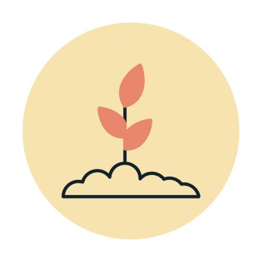 Yer simgesinde büyüyen bitki, vektör illüstrasyonu 