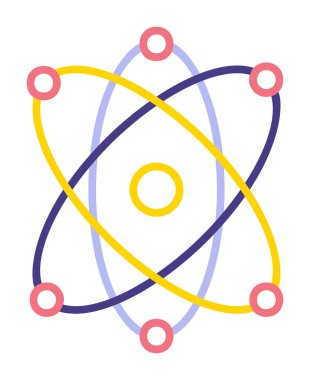 Moda düz biçimli atom simgesi, bilim simgesi vektör illüstrasyonu                     